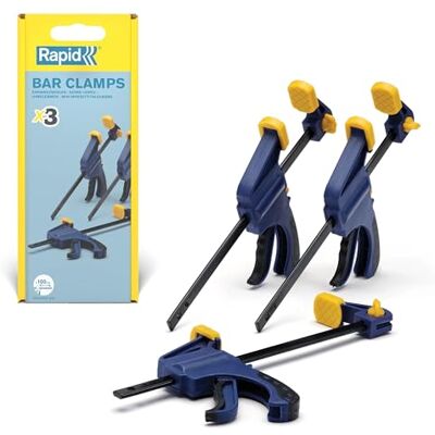 Rapid Mini Eenhands Lijmklemmen set (3 stuks) – 100 mm snelspanklemmen met spreidfunctie – Voor klussen & knutselen Rapid Mini Eenhands Lijmklemmen set (3 stuks) – 100 mm snelspanklemmen met spreidfunctie – Voor klussen & knutselen