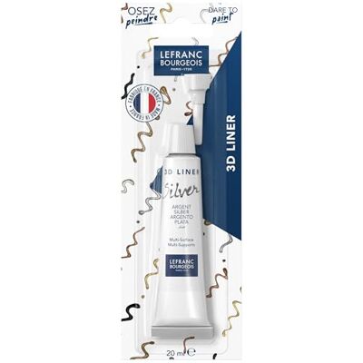 Lefranc Bourgeois 301999 3D Acrylic Liner Zilver, tube van 20 ml, op waterbasis voor 3D-effecten op canvas, acrylpapier, hout, glas, keramiek of terracotta Lefranc Bourgeois 301999 3D Acrylic Liner Zilver, tube van 20 ml, op waterbasis voor 3D-effecten op canvas, acrylpapier, hout, glas, keramiek of terracotta