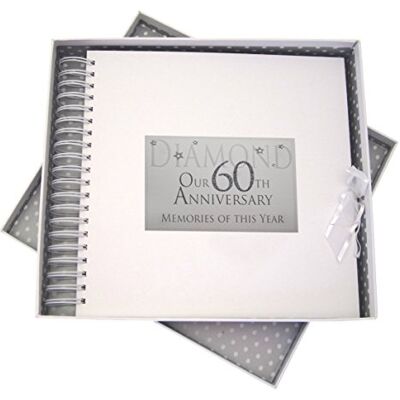 WHITE COTTON CARDS 60. verjaardag, kaart en geheugen boek, geheugen van dit jaar. WHITE COTTON CARDS 60. verjaardag, kaart en geheugen boek, geheugen van dit jaar.
