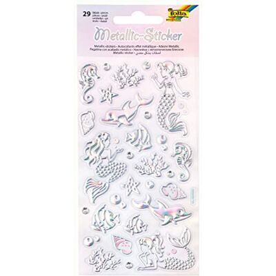 folia 19604 Metallic Stickers IV met zeemeermin en onderwatermotieven, 29 stuks, ideaal voor het versieren van wenskaarten, knutselwerk en scrapbooking folia 19604 Metallic Stickers IV met zeemeermin en onderwatermotieven, 29 stuks, ideaal voor het versieren van wenskaarten, knutselwerk en scrapbooking