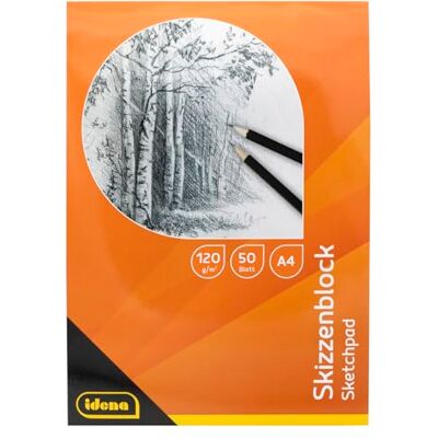 Idena 60062 Schetsblok DIN A4 met 50 bladen, kleurboek met crèmekleurig papier, gelijmd, blanco, 120 g/m², FSC-Mix Idena 60062 Schetsblok DIN A4 met 50 bladen, kleurboek met crèmekleurig papier, gelijmd, blanco, 120 g/m², FSC-Mix