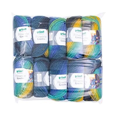 Gründl Spectra Wol Viltwol, Oeko-Tex gecertificeerd, 100% scheerwol om te vilten, 100 g / 100 m, 10 bollen à 100 g), dark sky multicolor Gründl Spectra Wol Viltwol, Oeko-Tex gecertificeerd, 100% scheerwol om te vilten, 100 g / 100 m, 10 bollen à 100 g), dark sky multicolor