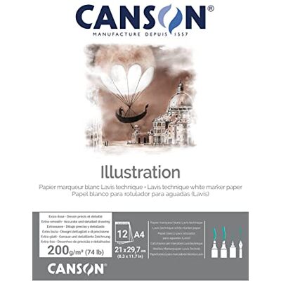 Canson Illustratieblok, A4, 12 vellen, glad, 200 g Canson Illustratieblok, A4, 12 vellen, glad, 200 g