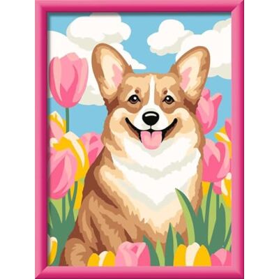 Ravensburger CreArt 12023129 Corgi in a Sea of Flowers Schilderij op nummer voor kinderen vanaf 9 jaar, schilderset met lijst, penseel, acrylverf, cadeau voor meisjes en jongens Ravensburger CreArt 12023129 Corgi in a Sea of Flowers Schilderij op nummer voor kinderen vanaf 9 jaar, schilderset met lijst, penseel, acrylverf, cadeau voor meisjes en jongens