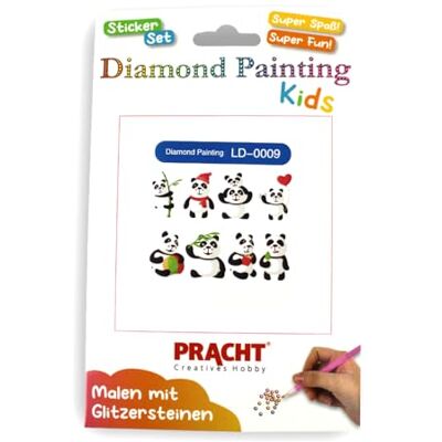 Pracht Creatives Hobby 6035-25161 Diamond Painting Sticker Set, Panda motief, knutselset voor het ontwerpen van stickers met glittersteentjes, voor kinderen vanaf 5 jaar Pracht Creatives Hobby 6035-25161 Diamond Painting Sticker Set, Panda motief, knutselset voor het ontwerpen van stickers met glittersteentjes, voor kinderen vanaf 5 jaar