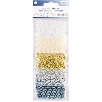 GLOREX Parelset, wit/zilver/goud, 6 mm GLOREX Parelset, wit/zilver/goud, 6 mm