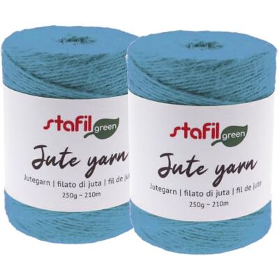 Stafil Jute garen Ø 2 mm 250 g 210 m set 2 bollen kleur lichtblauw Stafil Jute garen Ø 2 mm 250 g 210 m set 2 bollen kleur lichtblauw