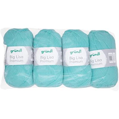 Gründl Big Lisa Premium brei- en haakgaren (onderhoudsvriendelijk garen van 100% polyacryl, 250 g/665 m, naalddikte: 3,5-4,5, 4 bollen à 250 g), turquoise Gründl Big Lisa Premium brei- en haakgaren (onderhoudsvriendelijk garen van 100% polyacryl, 250 g/665 m, naalddikte: 3,5-4,5, 4 bollen à 250 g), turquoise