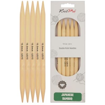 KnitPro - Bamboe soknaalden - 20cm - 10mm - US15 KnitPro - Bamboe soknaalden - 20cm - 10mm - US15