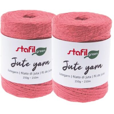 Stafil Jute garen Ø 2 mm 250 g 210 m set 2 bollen kleur roze Stafil Jute garen Ø 2 mm 250 g 210 m set 2 bollen kleur roze