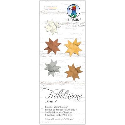 Ursus 3511 00 99 Fröbel sterren "Classic", 130 g/m² van tekenpapier van klei, 80 vouwstroken, formaat 1 x 50 cm, Ø 4,3 cm, 5 kleuren, met knutselhandleiding, zelfmaakpapier om te vouwen Ursus 3511 00 99 Fröbel sterren "Classic", 130 g/m² van tekenpapier van klei, 80 vouwstroken, formaat 1 x 50 cm, Ø 4,3 cm, 5 kleuren, met knutselhandleiding, zelfmaakpapier om te vouwen