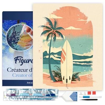 Diamond Painting set Volwassenen 40x50 cm met lijst Surfplank op het strand 5D DIY Art full drill vierkante diamant Canvas al ingelijst Diamond Painting set Volwassenen 40x50 cm met lijst Surfplank op het strand 5D DIY Art full drill vierkante diamant Canvas al ingelijst