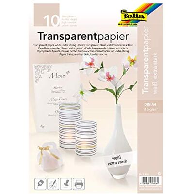 folia 87400, transparant papier, DIN A4, 10 vellen, wit, veelzijdig inzetbaar folia 87400, transparant papier, DIN A4, 10 vellen, wit, veelzijdig inzetbaar