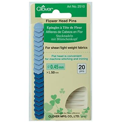 Clover Flower Head Pins Fijn (Kaart), Blauw, 1 Clover Flower Head Pins Fijn (Kaart), Blauw, 1