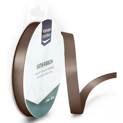 Creative Satijnen Lint Melkchocolade Bruin, 9 mm x 10 Meter, Decoratief Cadeaulint voor Bruiloft, Doop en Verjaardagscadeaus Creative Satijnen Lint Melkchocolade Bruin, 9 mm x 10 Meter, Decoratief Cadeaulint voor Bruiloft, Doop en Verjaardagscadeaus