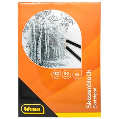 Idena 60066 Schetsboek DIN A3 met 50 bladen, kleurboek met crèmekleurig papier, gelijmd, blanco, 120 g/m², FSC-Mix Idena 60066 Schetsboek DIN A3 met 50 bladen, kleurboek met crèmekleurig papier, gelijmd, blanco, 120 g/m², FSC-Mix