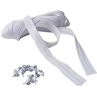 IPEA Ritssluiting maat 3# doorlopende ketting 10 meter nylon touw + 25 schuivers inbegrepen ritssluiting op maat te snijden om te naaien, 3 kleuren om uit te kiezen, wit B, breedte 30 mm IPEA Ritssluiting maat 3# doorlopende ketting 10 meter nylon touw + 25 schuivers inbegrepen ritssluiting op maat te snijden om te naaien, 3 kleuren om uit te kiezen, wit B, breedte 30 mm