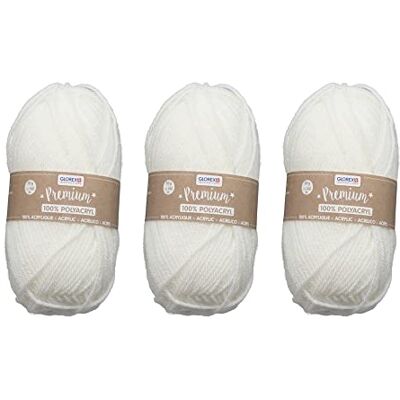 GLOREX 5 1001 51 Set van 3 Premium wol van 100% acryl, 50 g per stuk in naturel, gemakkelijk om mee te werken, veelzijdig, verwarmend, zacht, niet-krassend GLOREX 5 1001 51 Set van 3 Premium wol van 100% acryl, 50 g per stuk in naturel, gemakkelijk om mee te werken, veelzijdig, verwarmend, zacht, niet-krassend