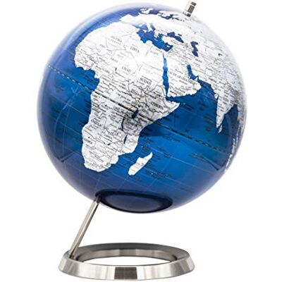 Exerz 30 cm wereldbol roestvrij stalen ring staand, verpakking in Premier kraftdoos, perfect om cadeau te geven metallic blauw Exerz 30 cm wereldbol roestvrij stalen ring staand, verpakking in Premier kraftdoos, perfect om cadeau te geven metallic blauw
