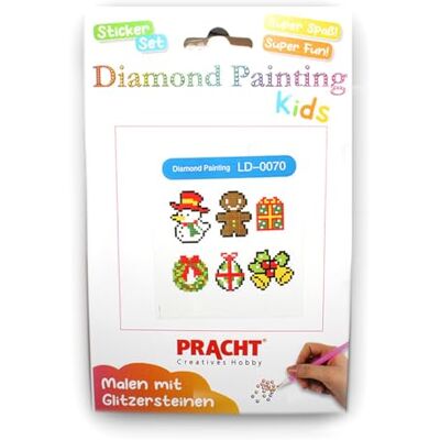Pracht Creatives Hobby 6035-25241 Diamond Painting Sticker Set, kerstmotief, knutselset voor het ontwerpen van stickers met glittersteentjes, voor kinderen vanaf 5 jaar Pracht Creatives Hobby 6035-25241 Diamond Painting Sticker Set, kerstmotief, knutselset voor het ontwerpen van stickers met glittersteentjes, voor kinderen vanaf 5 jaar