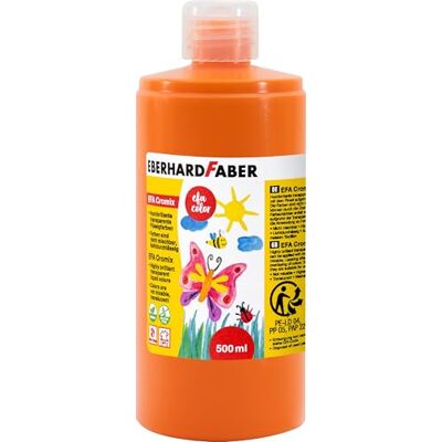 Eberhard Faber Transparante verf EFA Cromix oranje, 500 ml Niet-mengbare knutselverf voor de kleuterschool, school en thuis Eberhard Faber Transparante verf EFA Cromix oranje, 500 ml Niet-mengbare knutselverf voor de kleuterschool, school en thuis