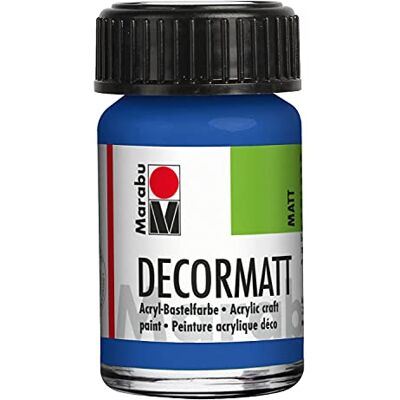 Marabu 14010039052 Decormat acryl medium blauw 052, 15 ml, fluwelen matte acrylverf op waterbasis, crèmige en kleurintensief, speekselbestendig, weerbestendig, voor vrij schilderen en sjabloneren Marabu 14010039052 Decormat acryl medium blauw 052, 15 ml, fluwelen matte acrylverf op waterbasis, crèmige en kleurintensief, speekselbestendig, weerbestendig, voor vrij schilderen en sjabloneren