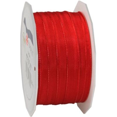 PRÄSENT C.E. Pattberg 10 mm 25 m lint Bedraad Tafetta Lyon, Rood PRÄSENT C.E. Pattberg 10 mm 25 m lint Bedraad Tafetta Lyon, Rood