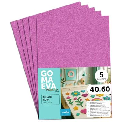 m-office EVA-glitterrubber voor knutselwerk, gekleurd schuim voor creatieve projecten, ideaal voor kunst en handwerk, school of beroep, 40 x 60 cm (roze glitter, 5 stuks) m-office EVA-glitterrubber voor knutselwerk, gekleurd schuim voor creatieve projecten, ideaal voor kunst en handwerk, school of beroep, 40 x 60 cm (roze glitter, 5 stuks)