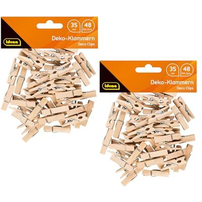 Idena 90172 Miniatuur houten wasknijpers, 96 stuks, ca. 3,5 cm lang, om te knutselen, decoreren en versieren Idena 90172 Miniatuur houten wasknijpers, 96 stuks, ca. 3,5 cm lang, om te knutselen, decoreren en versieren