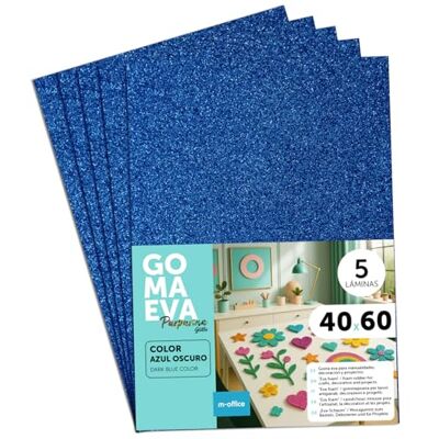 m-office Kleurrijke EVA-schuimplaten met glitter, 40 x 60 cm, vellen schuim om te snijden, glitterschuim, ideaal voor creatieve vrije tijd, scrapbooking, school of handmatige activiteiten (donkerblauw m-office Kleurrijke EVA-schuimplaten met glitter, 40 x 60 cm, vellen schuim om te snijden, glitterschuim, ideaal voor creatieve vrije tijd, scrapbooking, school of handmatige activiteiten (donkerblauw