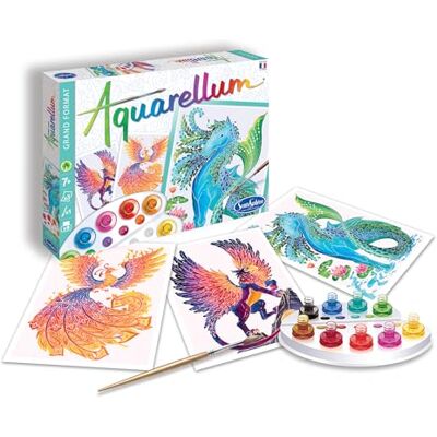 Sentosphère Aquarellum Malset für Kinder, Motiv Fabeltiere, große Malvorlagen, Bastelset, Kreativ-Set, DIY Sentosphère Aquarellum Malset für Kinder, Motiv Fabeltiere, große Malvorlagen, Bastelset, Kreativ-Set, DIY