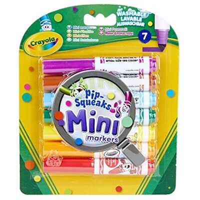 CRAYOLA , 8337, 7 Pip Squaks Mini Markers, 7 Mini Afwasbare Viltstiften Pocketformaat Heldere kleuren CRAYOLA , 8337, 7 Pip Squaks Mini Markers, 7 Mini Afwasbare Viltstiften Pocketformaat Heldere kleuren