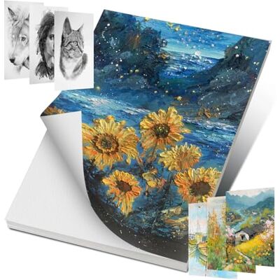 AiQInu Aquarelpapier, 300 g/m², 30 vellen, 12,7 cm x 17,8 cm, voor aquarel, professioneel tekenalbum, aquarelpapier, ideaal voor schilderen en tekenen met aquarel AiQInu Aquarelpapier, 300 g/m², 30 vellen, 12,7 cm x 17,8 cm, voor aquarel, professioneel tekenalbum, aquarelpapier, ideaal voor schilderen en tekenen met aquarel