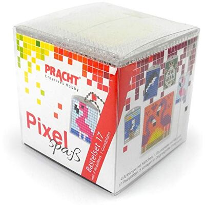 Pracht Creatives Hobby Pixel P90030-63501 Leuke knutselset 17 voor kinderen, eenvoudig insteeksysteem met steentjes van bioplastic voor het ontwerpen van 4 sleutelhangers (medaillons), zonder strijken en lijmen Pracht Creatives Hobby Pixel P90030-63501 Leuke knutselset 17 voor kinderen, eenvoudig insteeksysteem met steentjes van bioplastic voor het ontwerpen van 4 sleutelhangers (medaillons), zonder strijken en lijmen