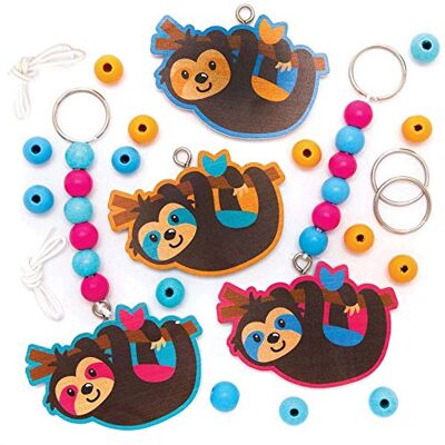 Baker Ross FE440 Luiaard Houten Sleutelhanger & Tassenhanger Pakket van 4, Sleutelhanger voor Kinderen, maak je Eigen Sleutelhangers, Sleutelring set voor Kinderen Baker Ross FE440 Luiaard Houten Sleutelhanger & Tassenhanger Pakket van 4, Sleutelhanger voor Kinderen, maak je Eigen Sleutelhangers, Sleutelring set voor Kinderen