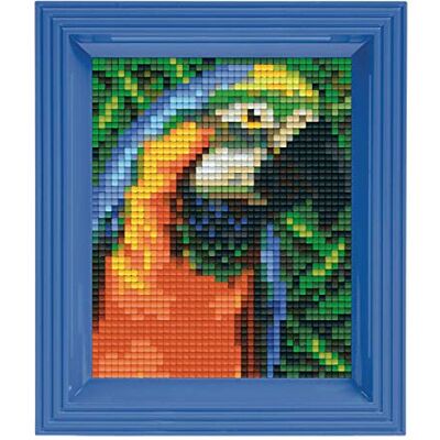 Pracht Creatives Hobby Pixel P31328 Mozaïek geschenkverpakking papegaai, pixel afbeelding met kader, zeer eenvoudig insteeksysteem, geen strijken of lijmen, steentjes van bio-plastic Pracht Creatives Hobby Pixel P31328 Mozaïek geschenkverpakking papegaai, pixel afbeelding met kader, zeer eenvoudig insteeksysteem, geen strijken of lijmen, steentjes van bio-plastic