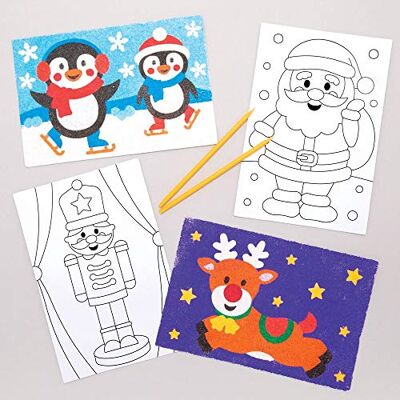 Baker Ross Zandkunstafbeeldingen voor Kerstmis (8 stuks) feestelijke kunst knutselen voor kinderen Baker Ross Zandkunstafbeeldingen voor Kerstmis (8 stuks) feestelijke kunst knutselen voor kinderen