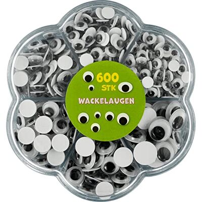 MCE-Commerce Wackelaugen A6198S600 wiebelogelset 600 stuks, verschillende maten, 4,5,6,7,8,10,12 mm, kullerogen om te knutselen, zelfklevend, kunststof, zwart, wit, 1,12 mm MCE-Commerce Wackelaugen A6198S600 wiebelogelset 600 stuks, verschillende maten, 4,5,6,7,8,10,12 mm, kullerogen om te knutselen, zelfklevend, kunststof, zwart, wit, 1,12 mm
