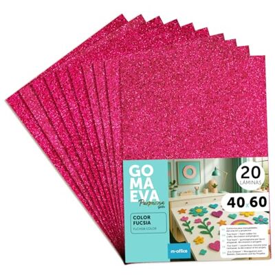 m-office EVA-glitterrubber voor knutselwerk, gekleurd schuim voor creatieve projecten, ideaal voor kunst en handwerk, school of beroep, 40 x 60 cm (fuchsia glitter, 20 stuks) m-office EVA-glitterrubber voor knutselwerk, gekleurd schuim voor creatieve projecten, ideaal voor kunst en handwerk, school of beroep, 40 x 60 cm (fuchsia glitter, 20 stuks)