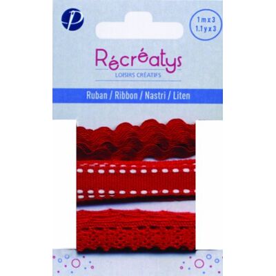 Récréatys 4044 10 4 3 Verschillende linten op kaart 1 m Katoen Bordeaux rood Récréatys 4044 10 4 3 Verschillende linten op kaart 1 m Katoen Bordeaux rood