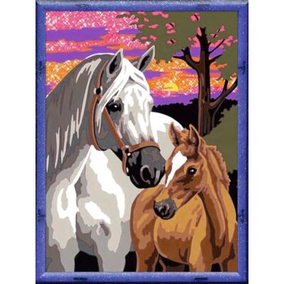 Ravensburger CreArt 28568 Horses in the Sunset Schilderij op nummer vanaf 9 jaar, schilderset met lijst, penseel en acrylverf, cadeau voor meisjes en jongens, met glitter Ravensburger CreArt 28568 Horses in the Sunset Schilderij op nummer vanaf 9 jaar, schilderset met lijst, penseel en acrylverf, cadeau voor meisjes en jongens, met glitter
