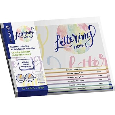 Bismark Schrijfschrift Pastel A5+ 6 viltstiften + sjabloon Bismark Schrijfschrift Pastel A5+ 6 viltstiften + sjabloon