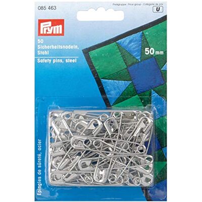 Prym 085463 veiligheidsspelden, 50 mm, zilverkleurig, 50 stuks Prym 085463 veiligheidsspelden, 50 mm, zilverkleurig, 50 stuks