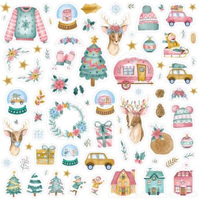 Craftelier Chipboardstickers voor het toevoegen van originele decoraties aan je scrapbooking-projecten en kerstknutselprojecten Collectie "All You Need Is Christmas" Bevat 80 chipboardstukken Craftelier Chipboardstickers voor het toevoegen van originele decoraties aan je scrapbooking-projecten en kerstknutselprojecten Collectie "All You Need Is Christmas" Bevat 80 chipboardstukken