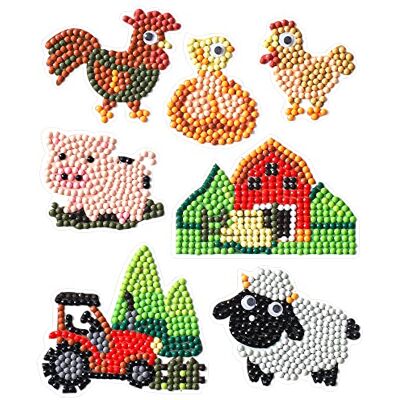 Pracht Creatives Hobby Diamond Painting stickerset, motief boerderij, knutselset voor het maken van stickers met glittersteentjes, voor kinderen vanaf 5 jaar Pracht Creatives Hobby Diamond Painting stickerset, motief boerderij, knutselset voor het maken van stickers met glittersteentjes, voor kinderen vanaf 5 jaar