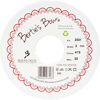 Berisfords Albast witte satijnlint - 30m x 3mm - Lint Berisfords Albast witte satijnlint - 30m x 3mm - Lint