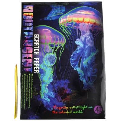 Pracht Creatives Hobby Krasplaatje onder water met kraspen, 4 stuks, licht op in het donker, formaat ca. 28,5 x 21 cm, krasplaatjes voor kinderen en volwassenen Pracht Creatives Hobby Krasplaatje onder water met kraspen, 4 stuks, licht op in het donker, formaat ca. 28,5 x 21 cm, krasplaatjes voor kinderen en volwassenen