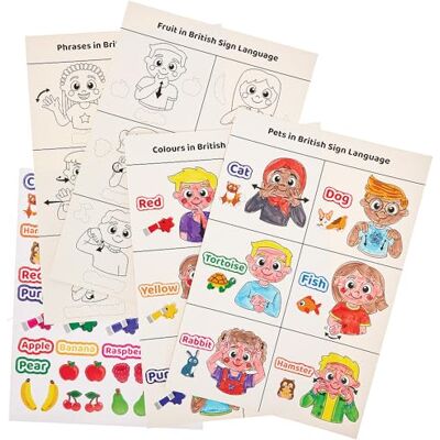 Baker Ross FN117 Leer Gebarentaal Stickers Set van 4, STEM leermiddelen voor scholen en klaslokalen Baker Ross FN117 Leer Gebarentaal Stickers Set van 4, STEM leermiddelen voor scholen en klaslokalen