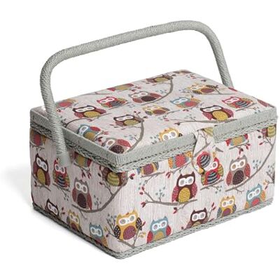 Hobby Gift Exclusieve medium naaidoos, knutseldoos, accessoirelade, speldenkussen, PVC-handgreep, 18,5 x 25,5 x 14,5 cm, uil Hobby Gift Exclusieve medium naaidoos, knutseldoos, accessoirelade, speldenkussen, PVC-handgreep, 18,5 x 25,5 x 14,5 cm, uil