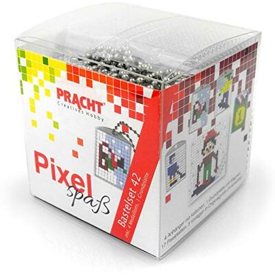 Pracht Creatives Hobby Pixel P90080-63501 Leuke knutselset 42 met bioplastic steentjes en gundplaat, eenvoudig insteeksysteem voor het ontwerpen van 4 sleutelhangers (medaillons), zonder strijken en lijmen Pracht Creatives Hobby Pixel P90080-63501 Leuke knutselset 42 met bioplastic steentjes en gundplaat, eenvoudig insteeksysteem voor het ontwerpen van 4 sleutelhangers (medaillons), zonder strijken en lijmen